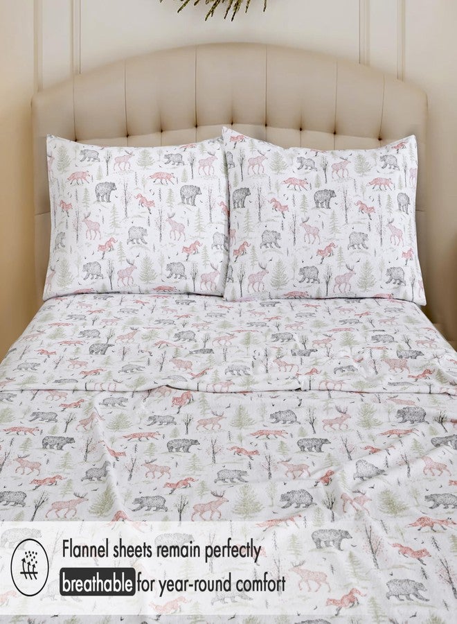 RUVANTI Flannel Sheets Full Size - 100% Cotton Brushed Flannel Bed Sheet Sets - Deep Pockets 16 Inches (fits up to 18") - All Seasons Breathable & Super Soft - Warm & Cozy - 4 Pcs - Deer Tapestry - Image 4