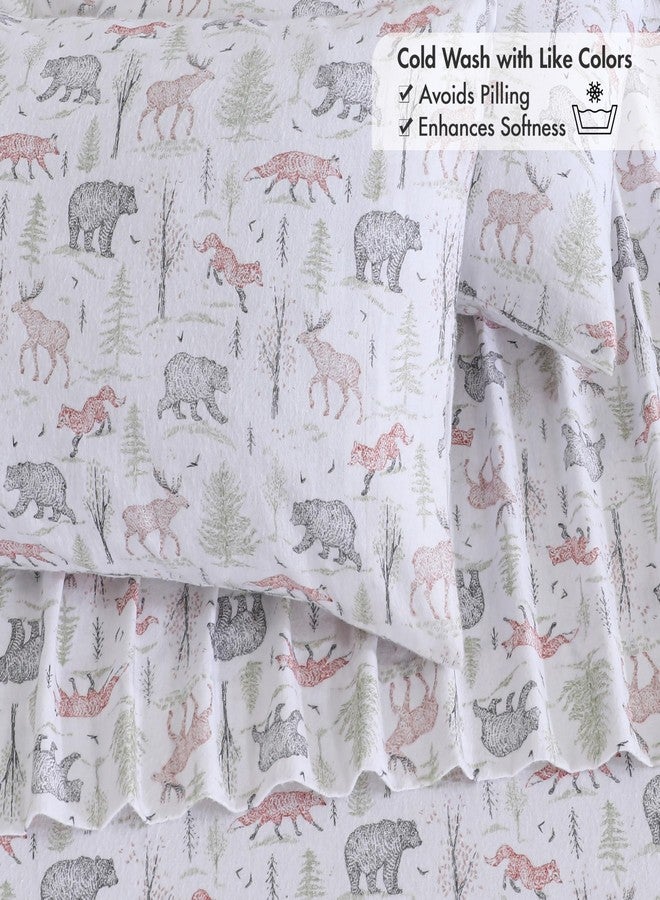 RUVANTI Flannel Sheets Full Size - 100% Cotton Brushed Flannel Bed Sheet Sets - Deep Pockets 16 Inches (fits up to 18") - All Seasons Breathable & Super Soft - Warm & Cozy - 4 Pcs - Deer Tapestry - Image 3
