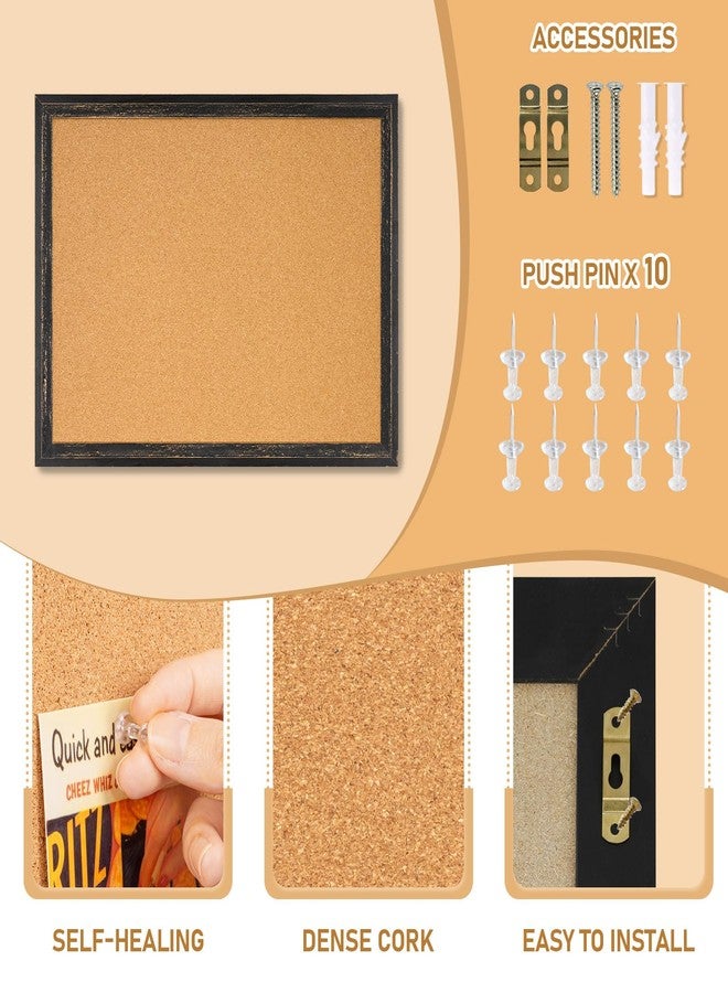 DOLLAR BOSS Cork Board for Office 24 X 18 Inches Cork Boards for Walls Bulletin Board, Decorative Hanging Pin Board Rustic Wooden Frame Vision Board Cork Notice Board for Office Home Decor, Black - Image 2