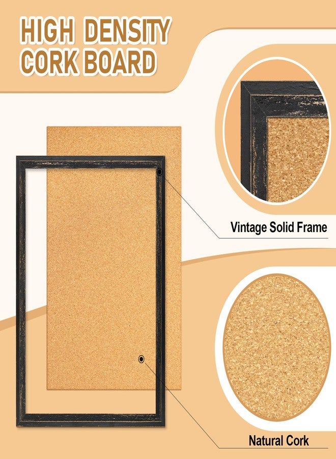 DOLLAR BOSS Cork Board for Office 24 X 18 Inches Cork Boards for Walls Bulletin Board, Decorative Hanging Pin Board Rustic Wooden Frame Vision Board Cork Notice Board for Office Home Decor, Black - Image 3