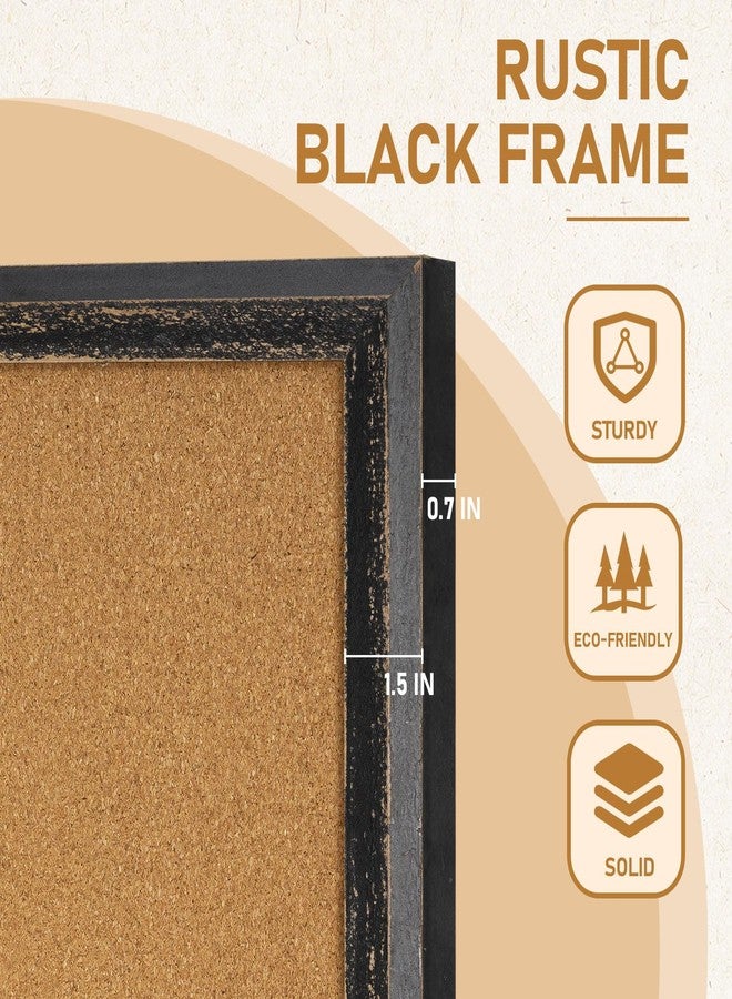 DOLLAR BOSS Cork Board for Office 24 X 18 Inches Cork Boards for Walls Bulletin Board, Decorative Hanging Pin Board Rustic Wooden Frame Vision Board Cork Notice Board for Office Home Decor, Black - Image 4