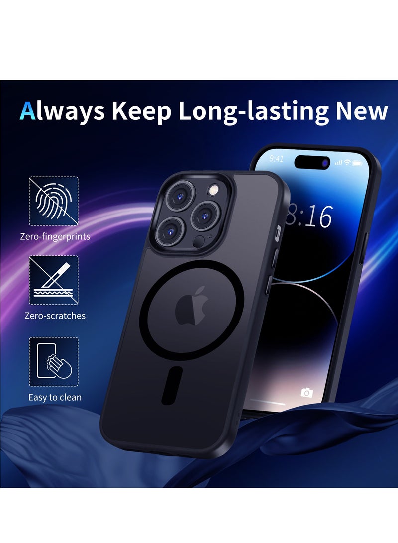 INFOSUN iPhone 14 Pro MagSafe Case Cover Slim thin Anti-Yellow Shockproof Protection Hard Scratch-Resistant Back Grade Clear Case for Apple iPhone 14 Pro - Black - Image 5