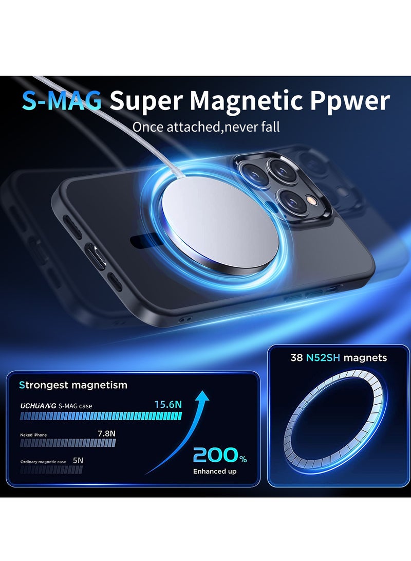 INFOSUN iPhone 14 Pro MagSafe Case Cover Slim thin Anti-Yellow Shockproof Protection Hard Scratch-Resistant Back Grade Clear Case for Apple iPhone 14 Pro - Black - Image 2