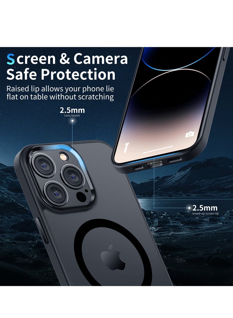 INFOSUN iPhone 14 Pro MagSafe Case Cover Slim thin Anti-Yellow Shockproof Protection Hard Scratch-Resistant Back Grade Clear Case for Apple iPhone 14 Pro - Black - Image 4