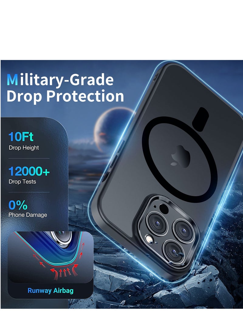 INFOSUN iPhone 14 Pro MagSafe Case Cover Slim thin Anti-Yellow Shockproof Protection Hard Scratch-Resistant Back Grade Clear Case for Apple iPhone 14 Pro - Black - Image 3