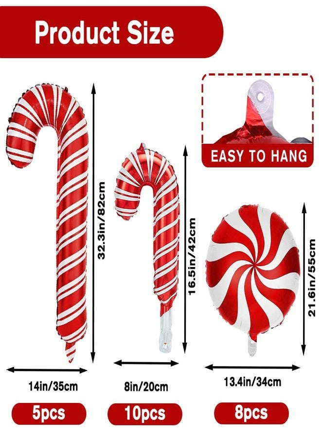 YUJUN 23Pcs Christmas Candy Cane Foil Balloons for Xmas Photo Backdrop Candies Theme New Year Christmas Decoration Party Supplies - Image 2