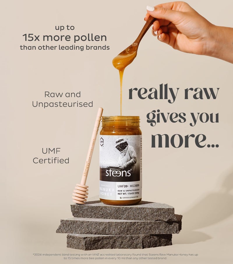 Steens Manuka Honey - MGO 830+ - Pure & Raw 100% Certified UMF 20+ - 17.6 Ounce Jar - Image 2