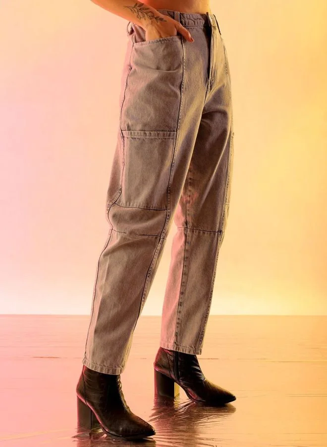 مرفوعة Women Relaxed Fit Solid High Rise Jeans