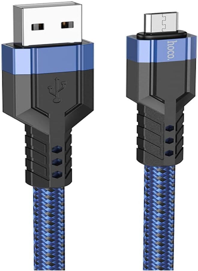 Hoco Hoco U110 - Charging And Data Transmittion Cable (2.4A - 1.2M), USB-A To Micro-USB Plug, Compatible With Samsung Huawei Xiaomi Oppo - Blue 