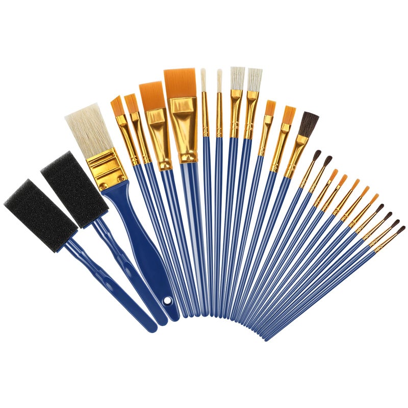 Halobios 25 Pcs Paint Brushes Set Acrylic Painting Brushes for Children Beginners Artist Painting Kits for Acrylic Oil Watercolor