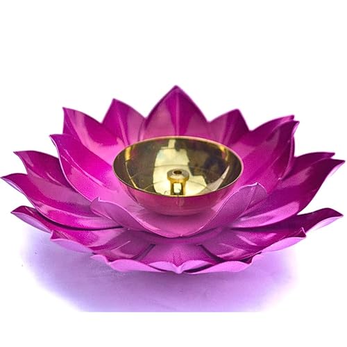 EIN SOF Brass Lotus Flower Diyas for Home Decoration – 5 inches Medium Size Puja Akhand Diya , Decorative Diwali & Christmas Festival Item with Gift Box , Pink - Image 5