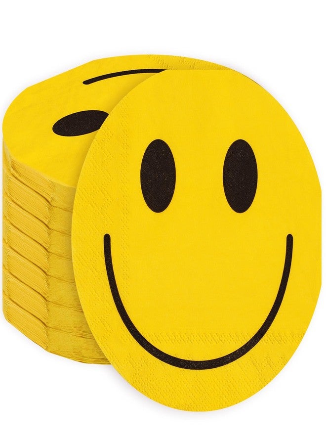 Whaline مناديل حفلات وجه مبتسم من واهلين 100 قطعة مناديل ورقية صفراء مناديل عشاء قابلة للتخلص منها مناديل غداء زخرفية لوازم حفلات بريبي ديكور الطاولة، 6.3 بوصة - Image 1