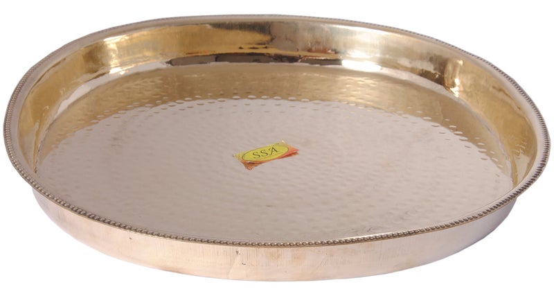 SHIV SHAKTI ARTS Handmade Pure Brass Thali Set 8Pcs Consist of | 4 Brass Bowls 1 Brass Puding Plate 1 Brass Glass 1 Brass Spoon 1 Brass Plate/Hammered Designed Home ware Hotelware Dinnerware Serveware - Image 3