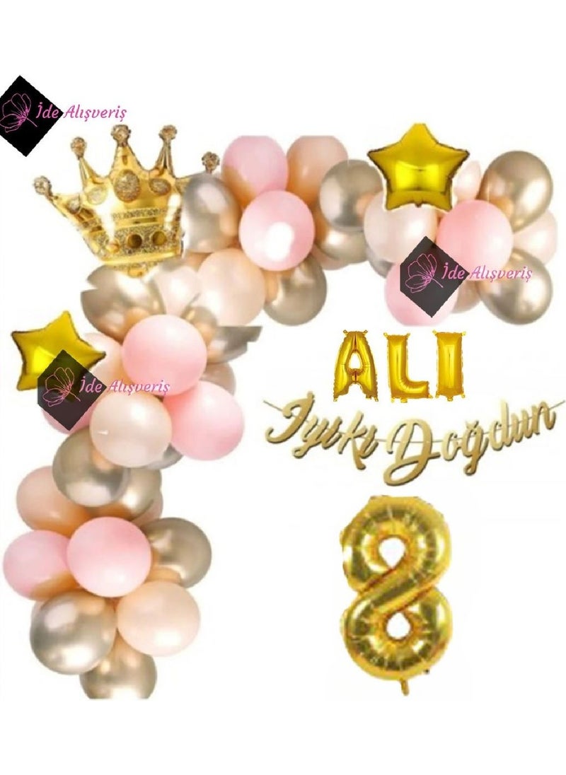 Bkmc - 1 Year Old Luxury Birthday Balloon Set Gold Pink Birthday Party Decoration - Image 1