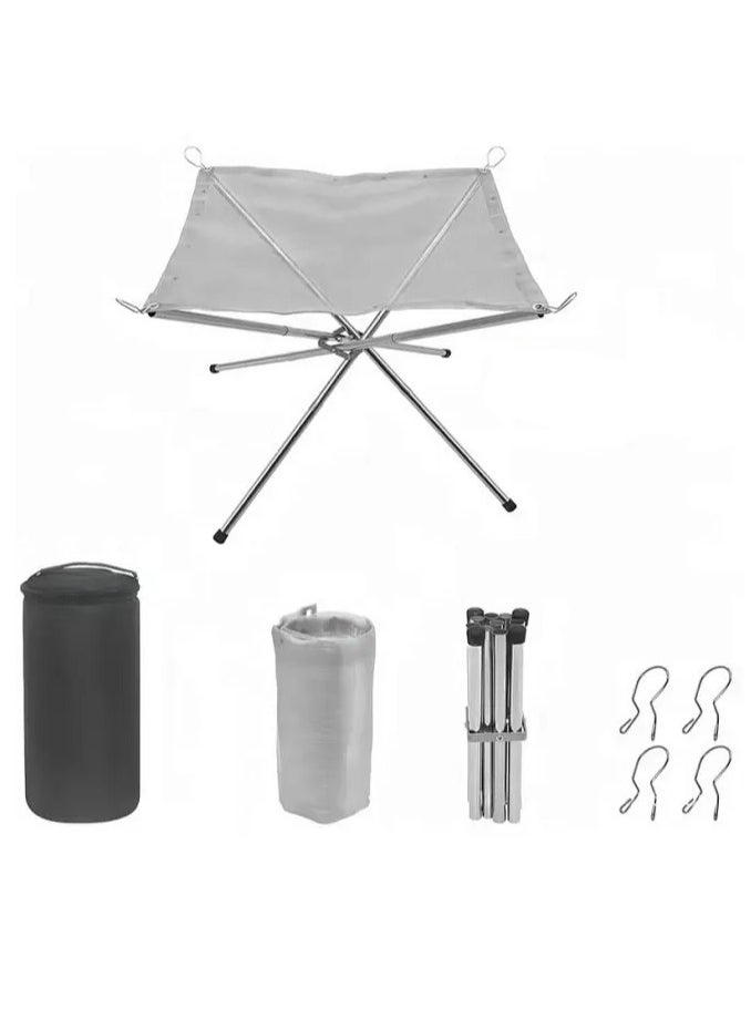Generic - Folding Campfire Rack 56x56x43CM Stainless Steel Outdoor Wood Burning Portable Fire Pit - Image 1