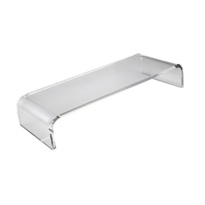 Clear Acrylic Monitor Riser Stand with Storage Shelf for Laptops Printers Reduces Neck Strain - Image 2