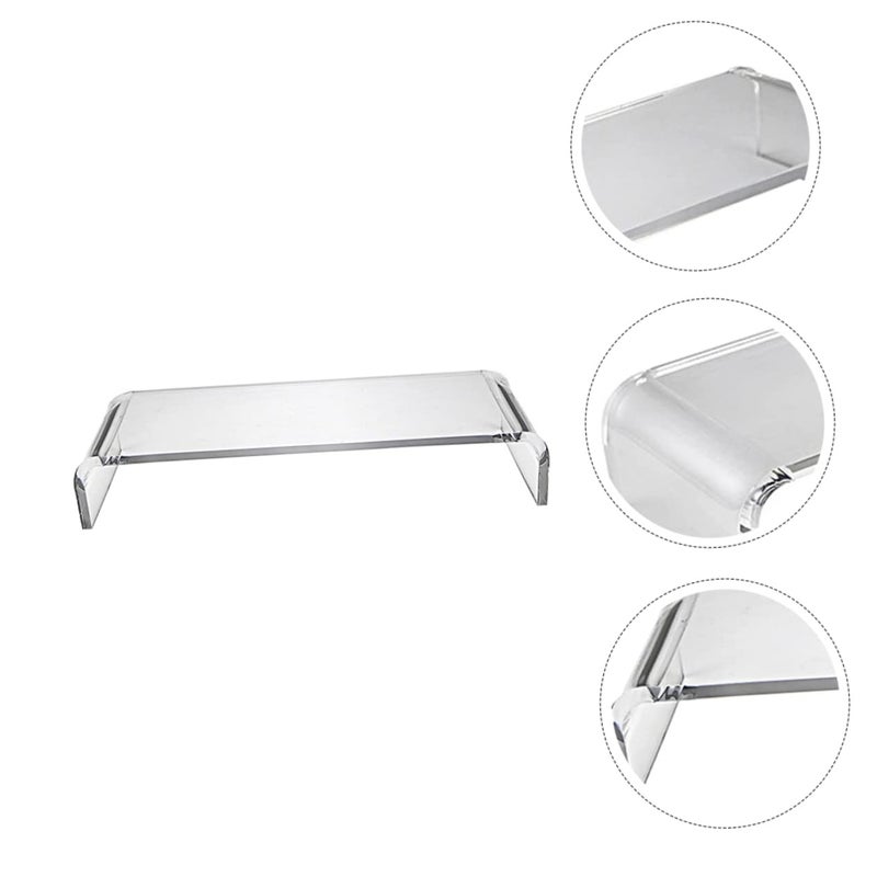 Clear Acrylic Monitor Riser Stand with Storage Shelf for Laptops Printers Reduces Neck Strain - Image 3