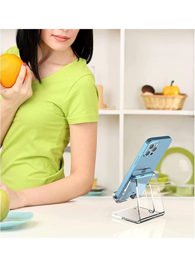SMARTPOINTS Acrylic Phone Stand Portable Clear Cell Phone Holder for Desk Compatible with iPhone 12 Pro Max Mini 11 XR 8 Plus SE Android Smartphones Tablets Desk Accessories Everyday Use - Image 5