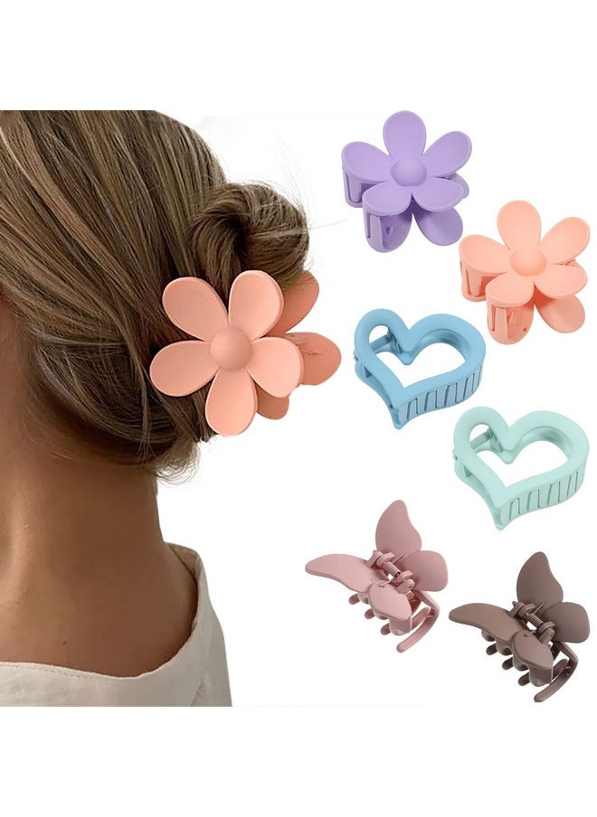 HAIMEIKANG HAIMEIKANG 6 PCS Hair Clips - Matte Flower, Heart, Butterfly Hair Claw Clips for Women Girls - Non-Slip and Strong Hold for Thin/Medium/Thick Hair  - Image 1