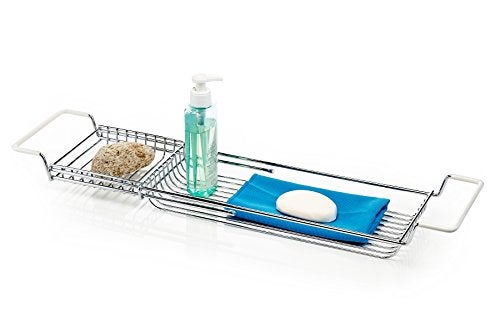 Home Intuition Stainless Steel Expandable Shower Bathtub Tray Over The Clawfoot Tub Bath Caddy - Image 3