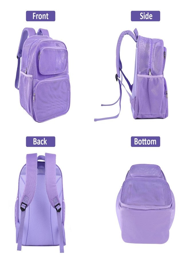 COVAX Large Mesh Backpack, Semi-transparent College Backpack, See Through Mesh Bookbag with Comfort Padded Straps for Travel, Swimming, Beach, Outdoor Sports (Purple) - Image 4