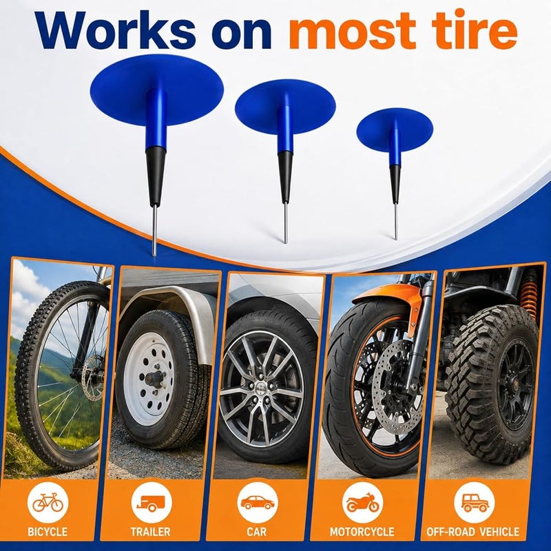 Frienda Tire Patches Kit Rubber Tire Repair Patch Plug Kit Rubber Puncture Repair Plug Nail Tire Repair Film Car Tire Repair Patch for Vehicle (24, 0.16 x 1.42, 0.24 x 1.89, 0.35 x 2.36 Inch) - Image 4