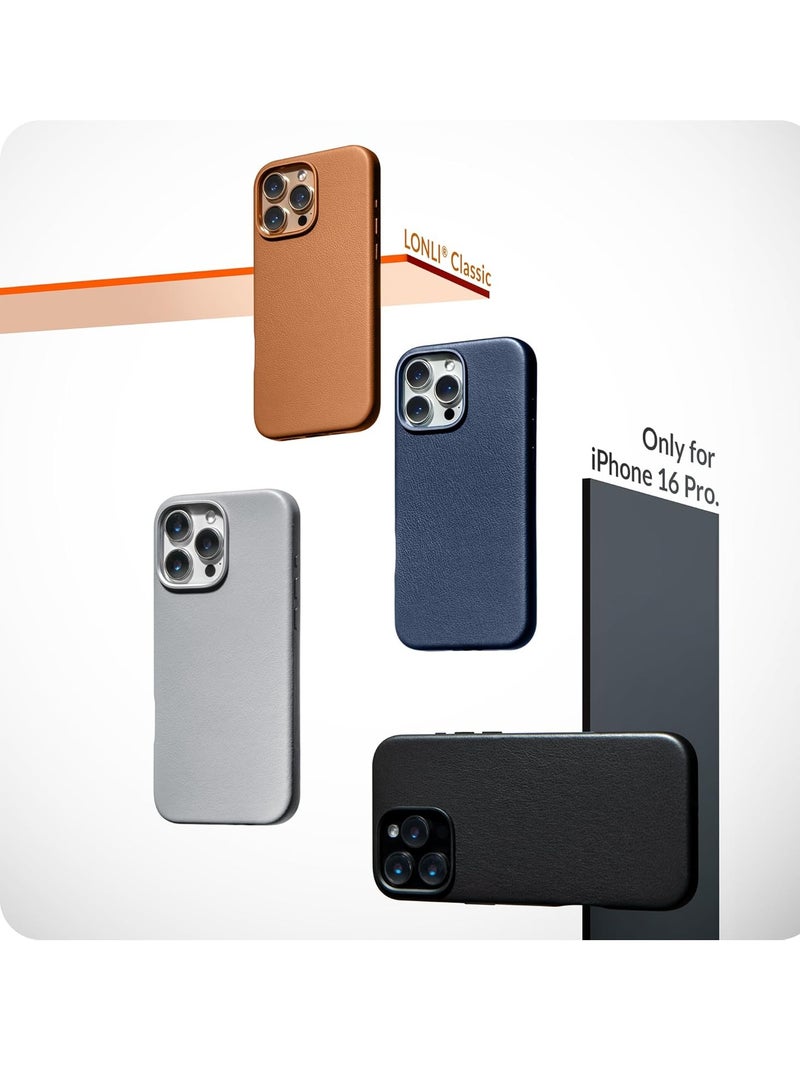 ELTRAZONE Classic European Leather Phone Case for iPhone 16 Pro – Azzurro Blue, Smoothens & Softens Over Time, Compatible with MagSafe - Image 2