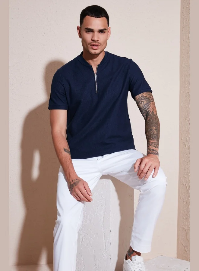 Buratti Buratti Cotton Regular Fit Half Zipper T Shirt Men's T SHIRT 5902653