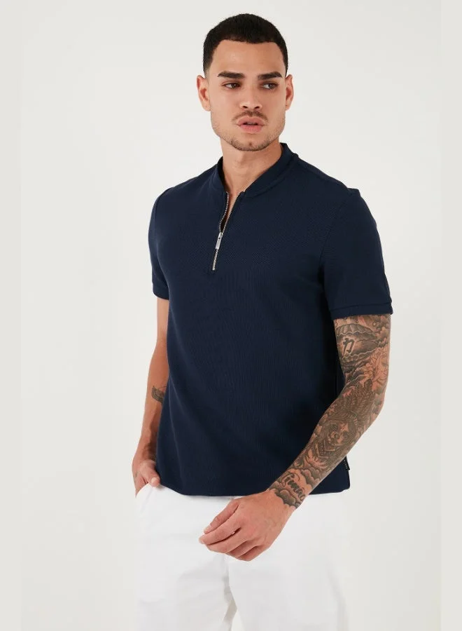 Buratti  Buratti Cotton Regular Fit Half Zipper T Shirt Men's T SHIRT 5902653 for Men | Best Price UAE