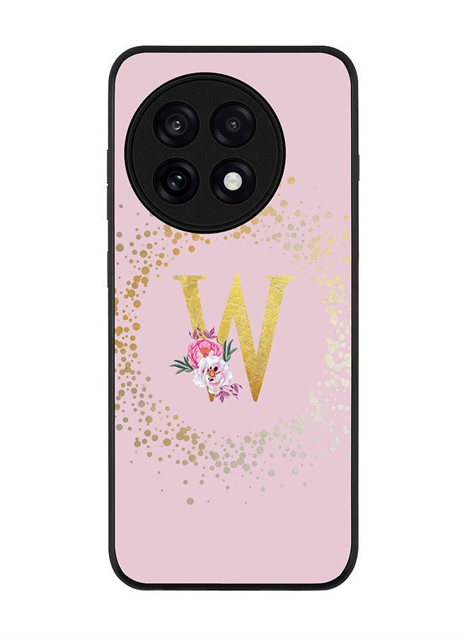 Stylizedd For OnePlus 13R / Ace 5 Pro Case,Slim fit Camera Protection, Shockproof Thin Phone cover  - Custom Monogram Floral - W  (Pink )