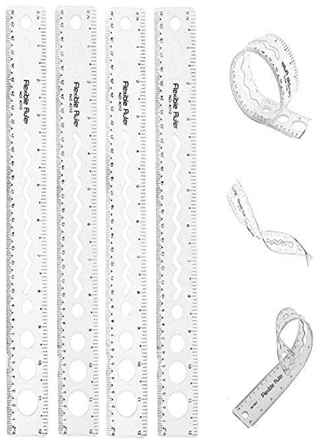 Amarlozn 30cm/12 inch Flexible Ruler, Plastic Rulers for Kids Adults, Shatterproof Straight Edge Rulers, Soft Bendable Rulers, Measuring Tools for School Classroom Office Supplies 8 PCS - Image 1