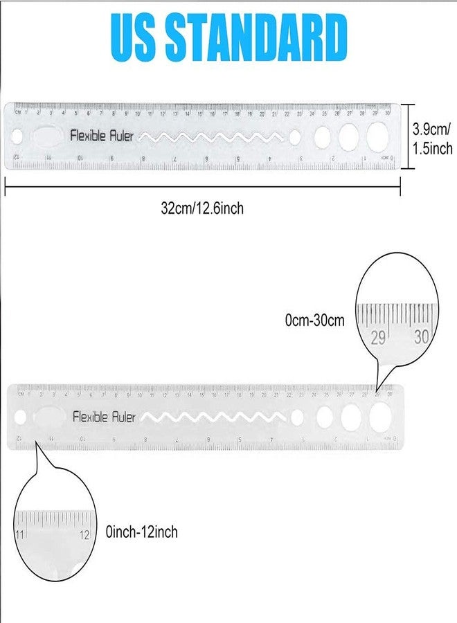 Amarlozn 30cm/12 inch Flexible Ruler, Plastic Rulers for Kids Adults, Shatterproof Straight Edge Rulers, Soft Bendable Rulers, Measuring Tools for School Classroom Office Supplies 8 PCS - Image 2