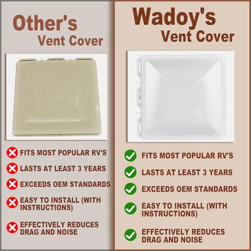Wadoy 13" x 13" RV Vent Cover Compatible with Jensen 40152 Metal Base 1994 & Up Models Roof Vents, Universal Roof Vent Lid Replacement for RV, Trailer, Camper, Motorhome (2 Pack) - Image 4