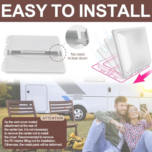 Wadoy 13" x 13" RV Vent Cover Compatible with Jensen 40152 Metal Base 1994 & Up Models Roof Vents, Universal Roof Vent Lid Replacement for RV, Trailer, Camper, Motorhome (2 Pack) - Image 5