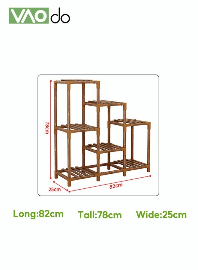 VAOdo Multifunctional Plant Stand, Wood Plant Rack for Multiple Plants, Wear-resistant Storage Rack, Super Load-Bearing Flower Display Stand, for Living Room Patio Balcony Yard Garden Lawn Window - Image 4