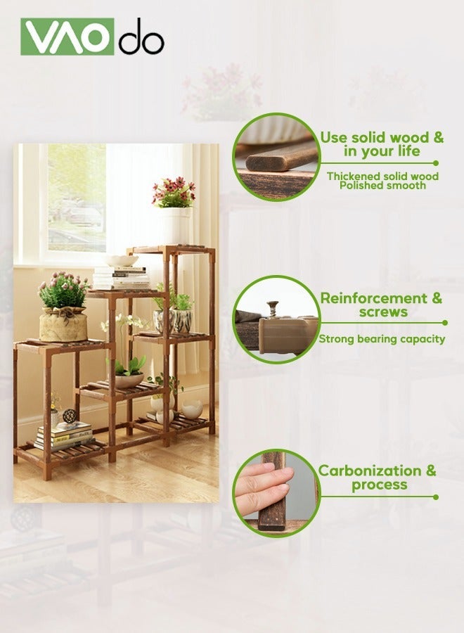 VAOdo Multifunctional Plant Stand, Wood Plant Rack for Multiple Plants, Wear-resistant Storage Rack, Super Load-Bearing Flower Display Stand, for Living Room Patio Balcony Yard Garden Lawn Window - Image 3