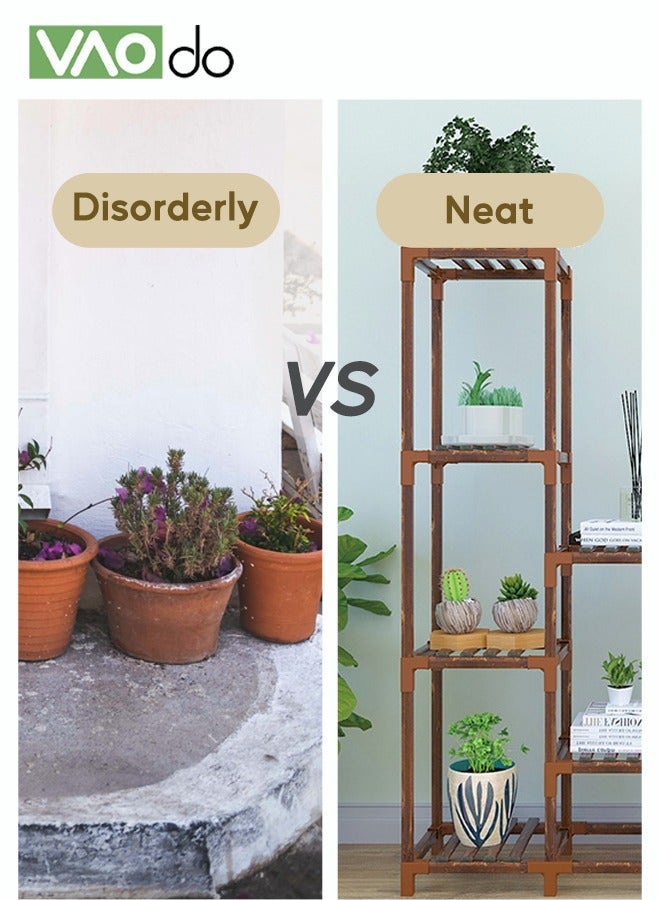 VAOdo Multifunctional Plant Stand, Wood Plant Rack for Multiple Plants, Wear-resistant Storage Rack, Super Load-Bearing Flower Display Stand, for Living Room Patio Balcony Yard Garden Lawn Window - Image 5