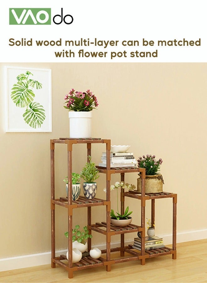 VAOdo Multifunctional Plant Stand, Wood Plant Rack for Multiple Plants, Wear-resistant Storage Rack, Super Load-Bearing Flower Display Stand, for Living Room Patio Balcony Yard Garden Lawn Window - Image 1