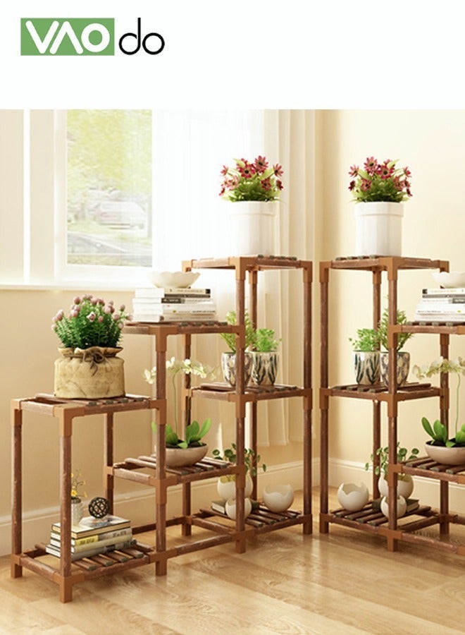 VAOdo Multifunctional Plant Stand, Wood Plant Rack for Multiple Plants, Wear-resistant Storage Rack, Super Load-Bearing Flower Display Stand, for Living Room Patio Balcony Yard Garden Lawn Window - Image 2
