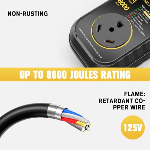 GEARGO RV Surge Protector 30 Amp RV Waterproof Circuit Analyzer Surge Guard Full Protection(8000 Joules), Surge Voltage Protection Plug for Camper(Yellow) - Image 3