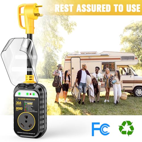 GEARGO RV Surge Protector 30 Amp RV Waterproof Circuit Analyzer Surge Guard Full Protection(8000 Joules), Surge Voltage Protection Plug for Camper(Yellow) - Image 5