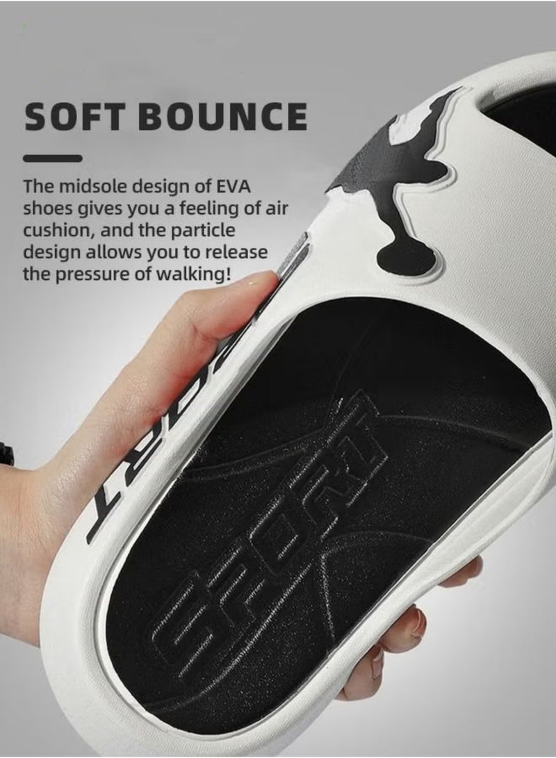 Rock Pow Pillow Slippers for Men Non Slip Quick Drying Shower Slides Bathroom Sandals Ultra Cushion Thick Sole Suitable for Indoor and Outdoor - Image 3