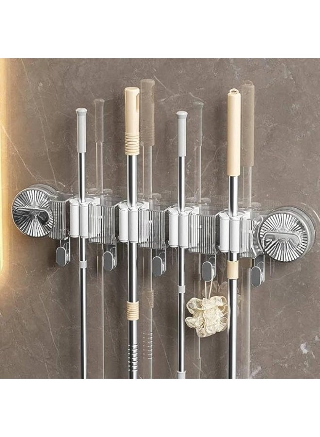 holder and broom stand – transparent hanging organizer without screws – strong adhesion to smooth surfaces – suitable for kitchen and cleaning tools - Image 3