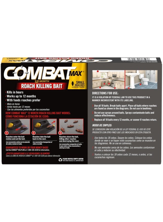 Combat Combat Max 12 Month Roach Killing Bait, Small Roach Bait Station, Child-Resistant, 18 Count - Image 2