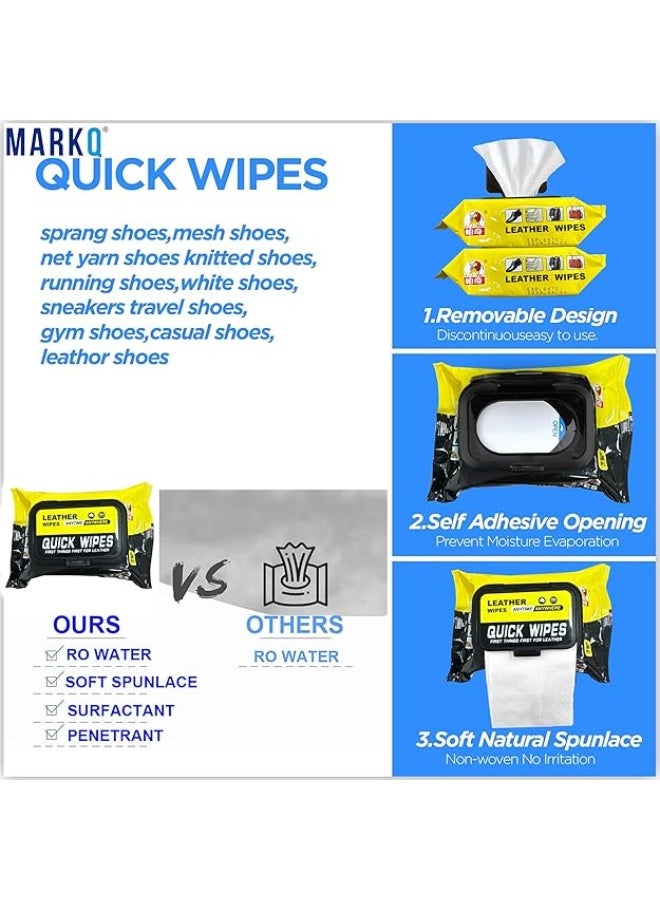 MARKQ Sneaker Cleaning Wipes | Portable Shoe Cleaner Quick Pads for Dirt & Stain Removal | Disposable Travel Shoe Cleaning Sheets – Pack of 2 - Image 5