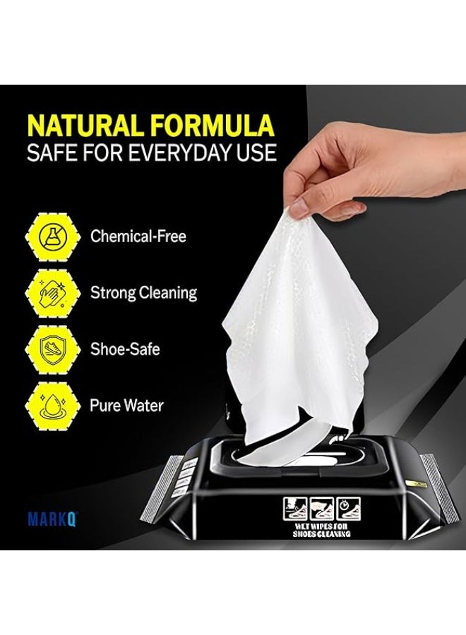 MARKQ Sneaker Cleaning Wipes | Portable Shoe Cleaner Quick Pads for Dirt & Stain Removal | Disposable Travel Shoe Cleaning Sheets – Pack of 2 - Image 2