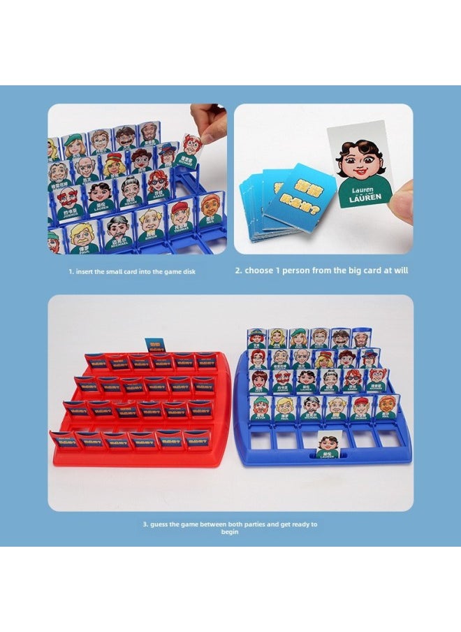 Children's Desktop Gaming Guess Who Am I Logic Reasoning Educational Parent-Child Interactive Toy Paper Card Game-Color:Big Guess 192 Character Card + Animal Card + Punishment Plate (e-commerce Box)