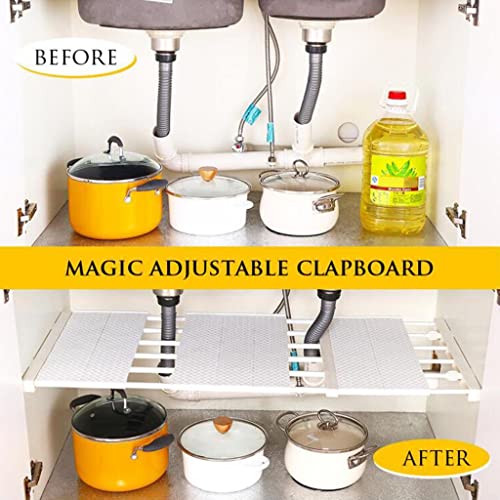 CALANDIS® Expandable Shelf Closet Organizer Storage Adjustable Rack Rod White 50-80cm, Plastic - Image 2