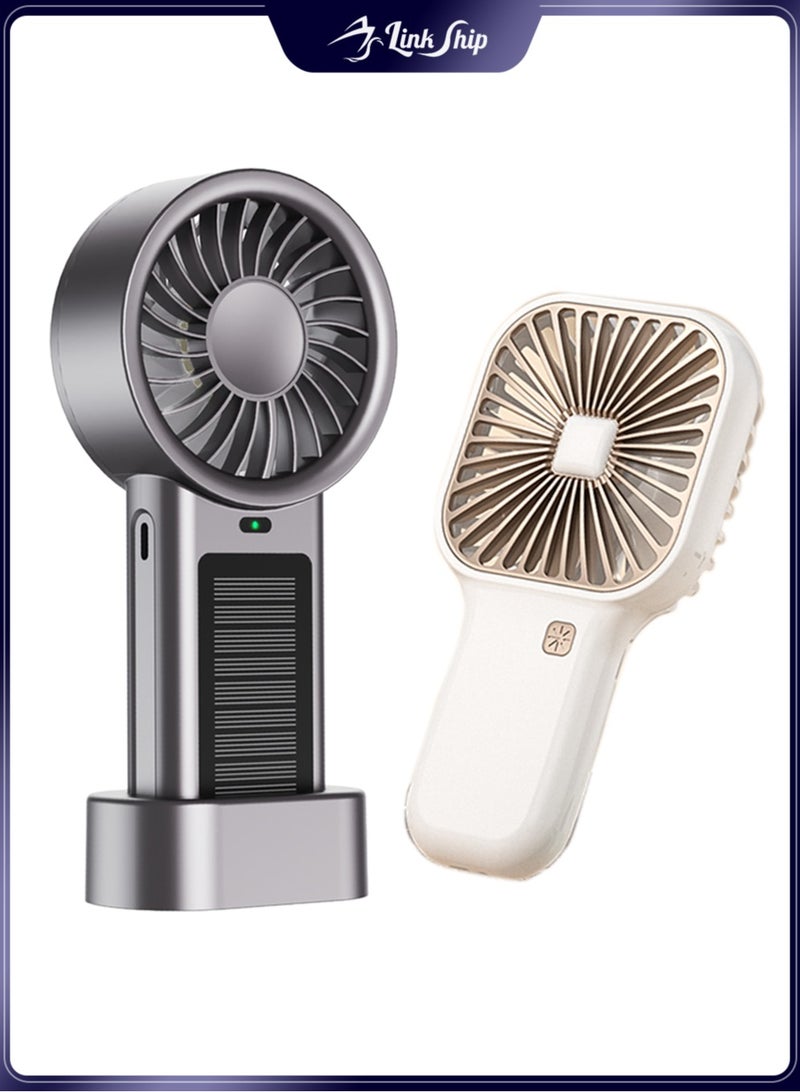 linkship The Ultimate Cooling Duo: Solar-Ready & High-Speed Retro Handheld Fans, 2-Pack for All Occasions - Extreme Outdoor, Hiking, Travel & Office Use - Image 1
