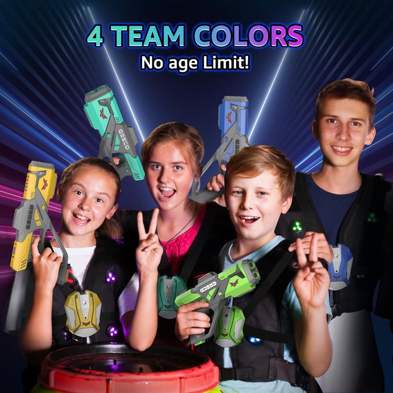 Jakmean Rechargeable Laser Tag Set with Vests  Upgrade Laser Tag Guns Set of 4 with Mist Spray Effect & LED Digital  Multi Player Laser Tag Set for Kids Toy for Teen Boys & Girls  Ages 8+ - Image 5
